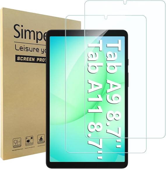 Simpeak 2 Pack Screen Protector Compatible with Samsung Galaxy Tab A11 A9 8.7'', Tempered Glass Compatible with Samsung Tab A11 A9 [9H Hardness][Bubble Free]