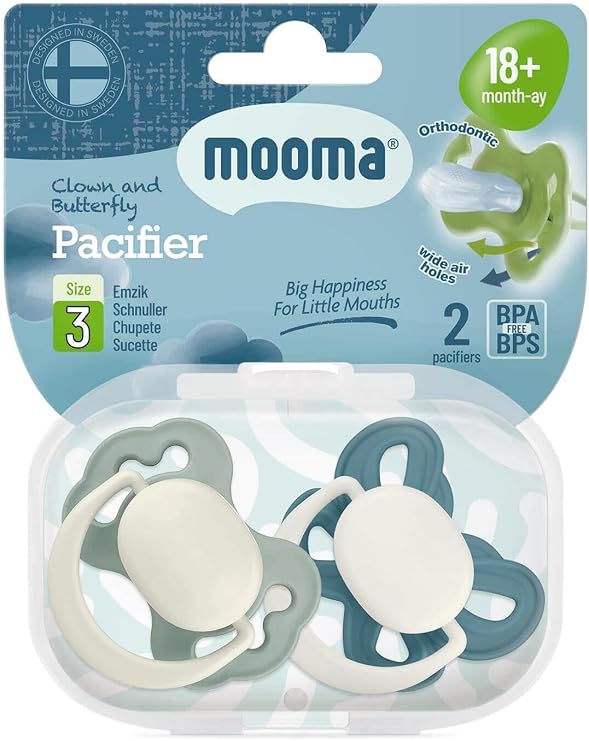 Mooma Palyaço ve Kelebek Emzik, Size 3, 18+ Ay, Ortodontik, 2'li Set