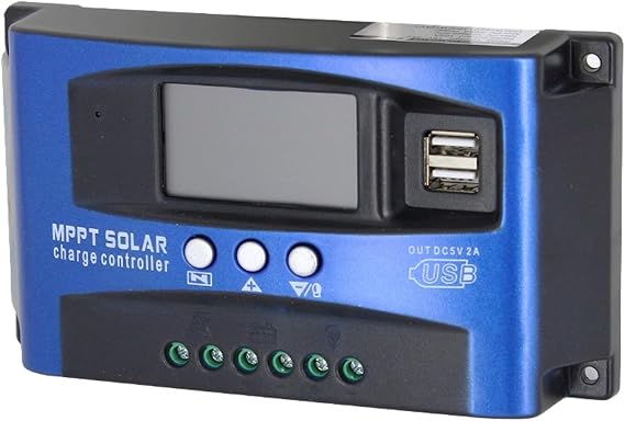 MPPT Solar Charge Controller 30A 40A 50A 60A 100A Dual USB LCD Display 12V 24V Solar Cell Panel Charger Regulator With Load(60A)