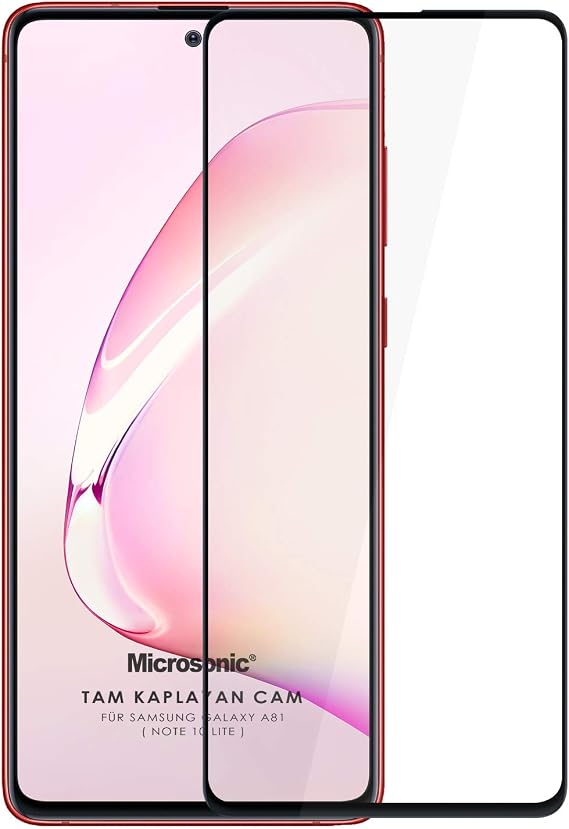 Microsonic Samsung Galaxy Note 10 Lite Tam Kaplayan Temperli Cam Ekran Koruyucu Siyah [Galaxy Note 10 Lite ile Uyumlu Ekran Koruyucu]