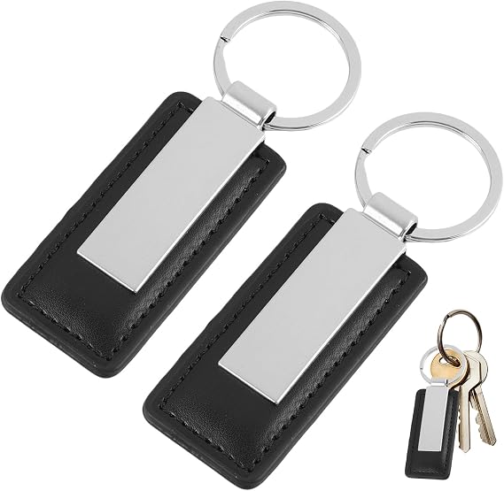 Keyring with Durable Leather and Metal, Versatile Car Keyring Key Holder, Black Leather Keychain for Hanging Ornaments, Gift for Men Women