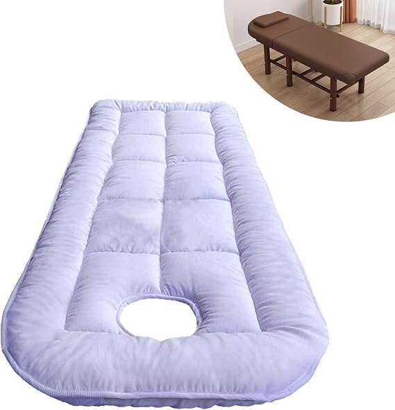 Lash Bed Cushion Cover,Non-Slip Spa Bed Padding,Massage Table Pad,Round Head Massage Table Mattress Topper with Breathing Holes,for Tattoo Table Beauty Salon Bed,White,R 60x190cm [Energy Class A]