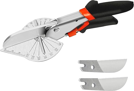 Miter Shears - Multifunctional 45 to 135 Degree Multi Angle Trim Cutter, Gasket Shear for Angular Cutting of Soft Wood, Plastic, PVC and More, Including 2 Spare Blades
