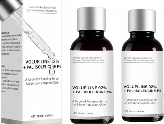 Volufiline 92% Serum - Advanced Skin Plumping & Tightening Concentrate - Non-Invasive Face Filler for Hollow Cheeks, Under Eyes & Marionette Lines - Firming Booster for Skin Density & Elasticity-2pcs