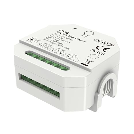 Mini AC DALI TRIAC Dimmer for Dimmable LED Lamps 220V Phase Cut NO Button DALI-2 1K 1.5A Max 360W 56 x 56 x 37 mm for Mounting Box
