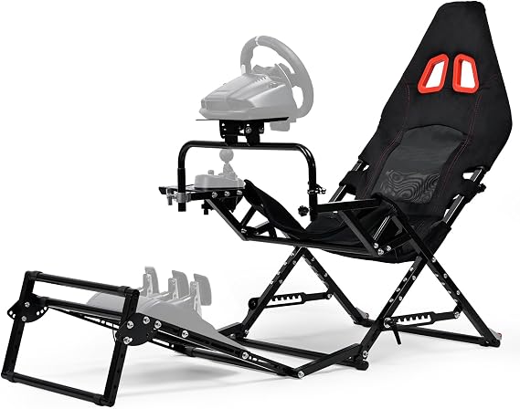 Minneer Foldable Racing Simulator Cockpit Compatible with Logitech G29 G920 G923, for Thrustmaster, for Fanatec Adjustable Driving Frame with Direct Drive Support for Enhanced Racing Game Experience