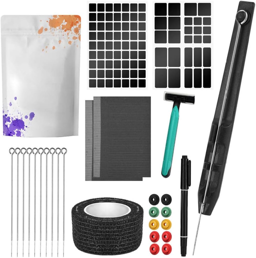 Hand Poke and Stick Black 3D Tattoo Kit Body Artist Template Sticker Needle Set with Bandage Body Template Set 7RL