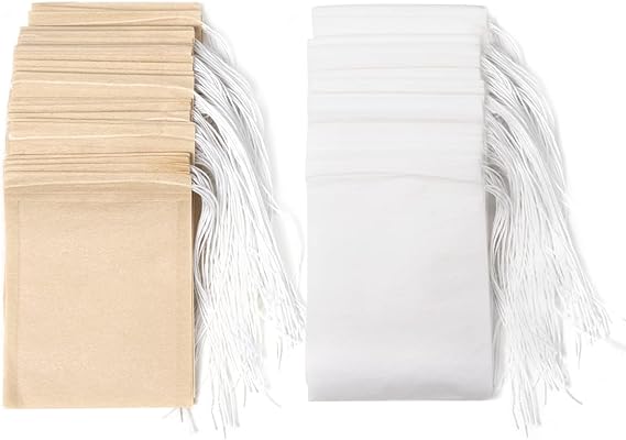 100PCS Disposable Tea Filter Bags, Carehabi Empty with Drawstring, for Loose, Muslin Bag (6 x 8 cm) (100PCS)