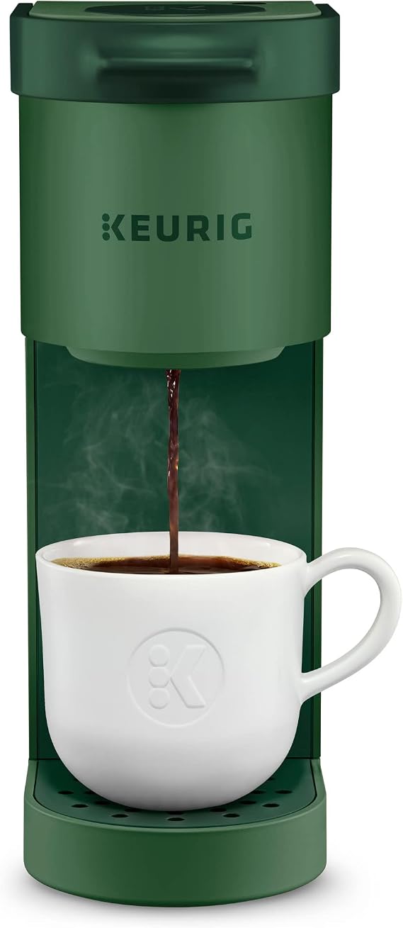 Keurig K-Mini Single Serve Coffee Maker, Evergreen | Compact and wide under 5 inches, cord storage, removable drip tray, fits 7 travel mugs, auto-off 90 seconds, K-cup compatible