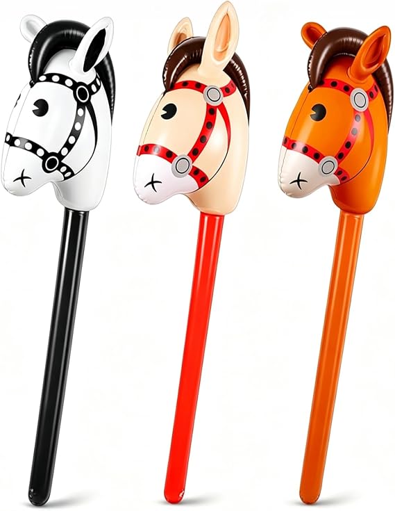 3-Pack Inflatable Horse Sticks, Horse Costume Accessories Set