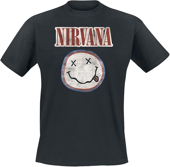 Nirvana Distressed Logo Men T-Shirt Black, Regular