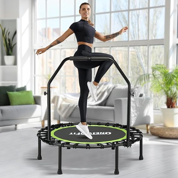 ONETWOFIT 40"/45" Foldable Rebounder Trampoline with Handle Bar for Adults