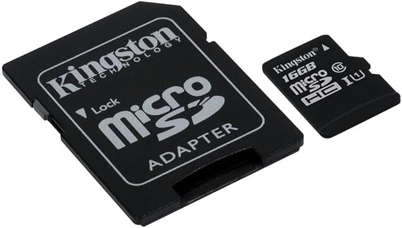 Kingston SDC10G2/16GB 16 GB UHS Class 1/Class10 microSDHC UHS-I Flash Memory Card (microSDHC to SD Adapter Included), Black