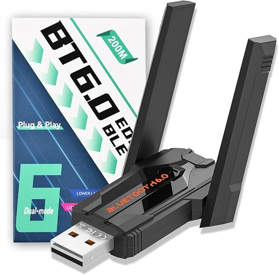Bluetooth Adapter 6.0 for PC 150 m Long Distance Bluetooth Stick USB Dongle 6.0 EDR Adapter for Desktop Laptop PC Plug & Play Compatible with Windows 11/10/8.1