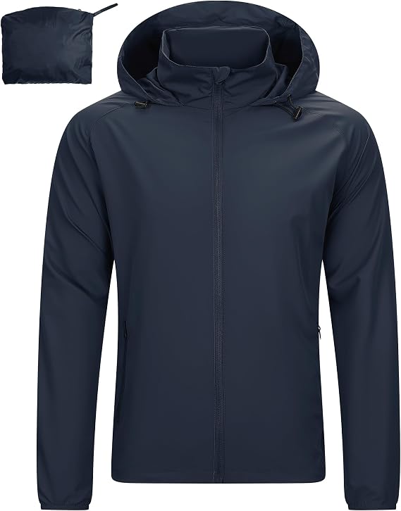 33,000ft Mens Lightweight Jackets Water Resistant Windproof Packaway Coat