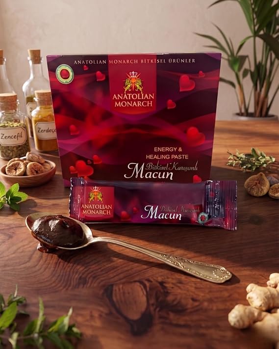 Anatolian Monarch Bitkisel Karışımlı Macun, Enerji ve Detoks, Aromatik Lezzet, 12'li Stick Paket