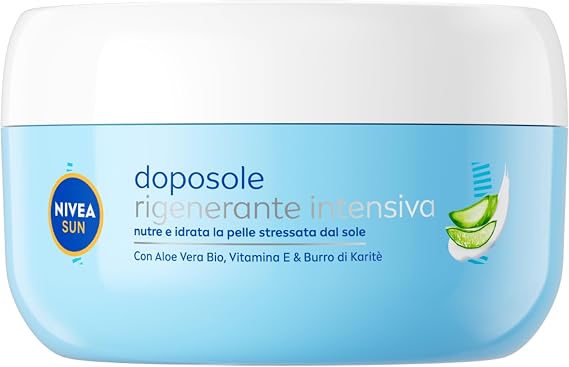 NIVEA Sun Intensive Regenerating After Sun Cream 300 ml, Body Cream After Sun with Organic Aloe Vera, Hyaluronic Acid and Vitamin E, Moisturising and Refreshing Body Cream
