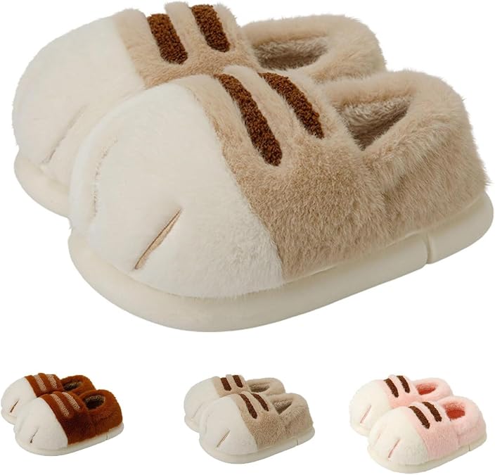 Cat Paw Slippers, Warm Winter Cozy Fuzzy Paws For Women