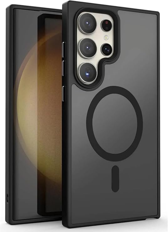 Coverzone Samsung Galaxy S26 Ultra ile uyumlu Kılıf Kenarı Renkli Arkası Mat Transparan Magsafe ile uyumlu Kamera Çıkıntı 2mm Korumalı New Impact Matte Protectıon Kılıf Black