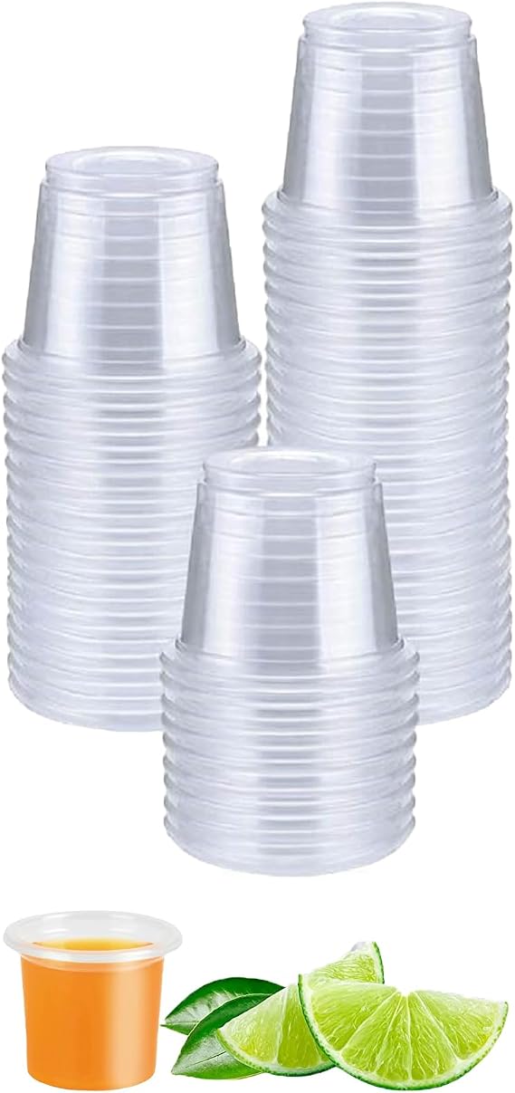 Plastic Shot Glasses 50 pcs Shot Cups Reusable Glasses 2cl/20ml Mini Shot Glasses Deseret Glass for Parties Festival, Drinking Games, Jelly Cup