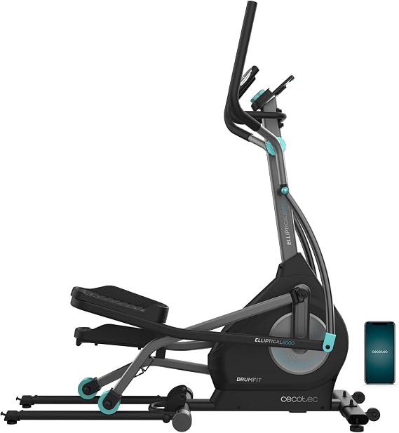 Cecotec DrumFit Elliptical Elliptical Eir Pro Elliptical Trainer with Motor, Flywheel 8-10 kg, LCD Monitor, Device Holder, Transport Wheels, Bottle and Bottle Holder