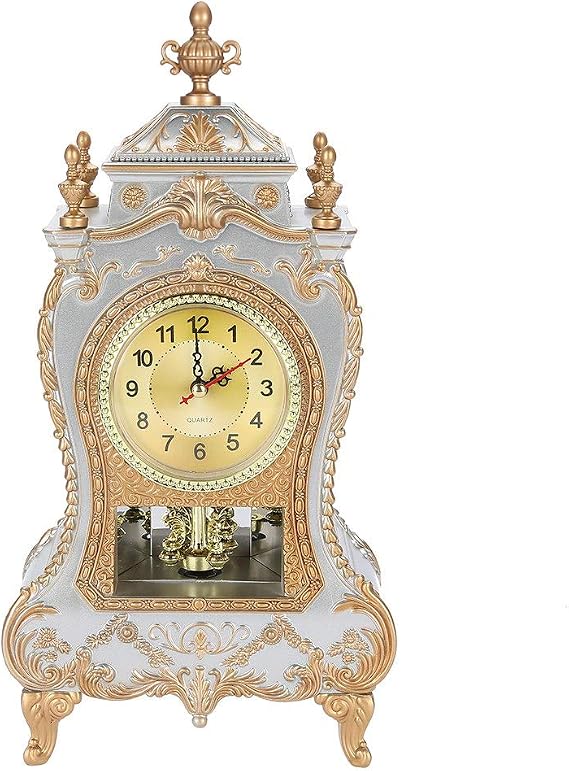 Vintage Table Clock, Retro Style Plastic Table Clock, Antique Home Hotel Decorative Desk Alarm Clocks, Wall Mounted Design(White)