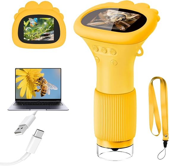 Acoath Microscope for Kids, 1000X Handheld Digital Miniscope Toys with 2.0" Screen, Portable Pocket Little Scientist Childrens Microscope Birthday Gifts Ideas for Age 4-12