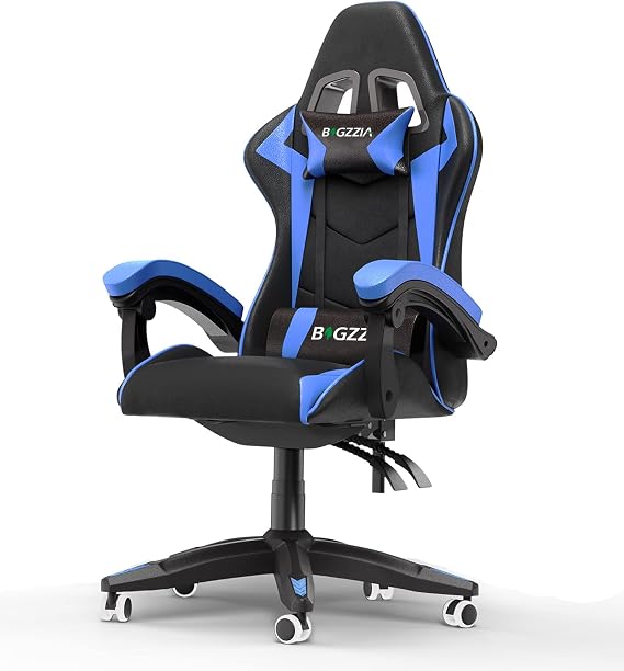 Bigzzia Ergonomic Gaming Chair 90-135° Backrest Gaming Chair Blue