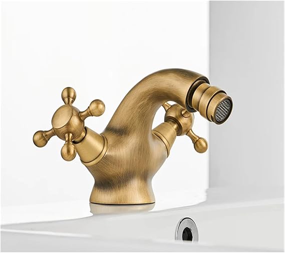 Antique Faucet Two Ceramic Swivel Handles Water Bathroom Sink Brass Single Hole Deck Mounted Water Mixer Tap, CWXKGL, Antique,