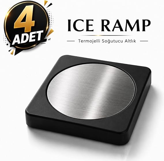 Ehlikeyf Termojelli Paslanmaz Çelik Ice Ramp Bardak Soğutucu Altlık (Siyah)