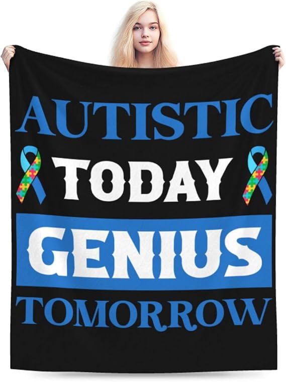 Autistic Today Cenius Tomorrow Throw Blanket for Couch 40"x30" Soft Warm Cozy Sofa Chair Bed Home Decor Blanket Flannel Throw Blankets