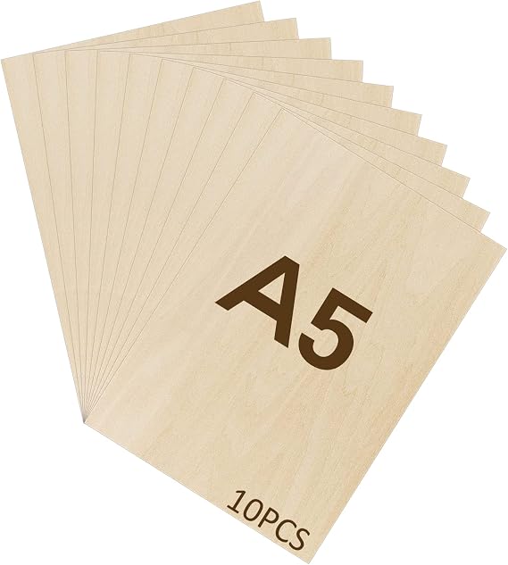 WISYOK A5 Plywood Sheets, 10pcs 2mm Basswood Sheet, 210x150mm
