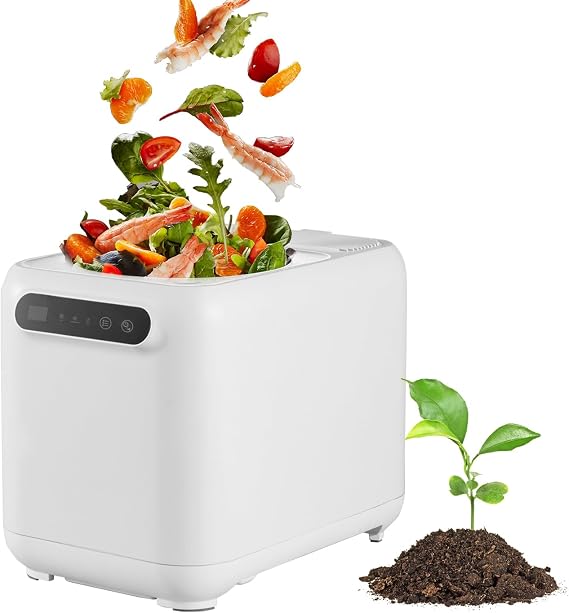 Electric Compost Bin Kitchen Countertop Composter with Carbon Filter Turns Food Waste Into Fertilizer with Auto Cleaning and Timing Function