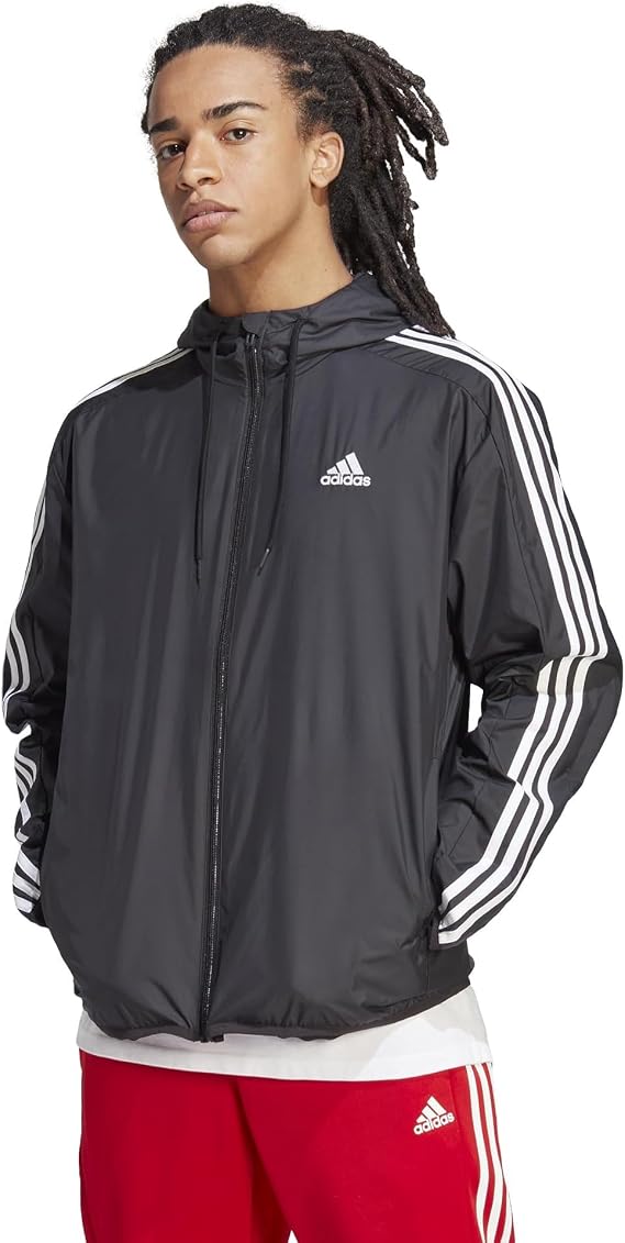 adidas Men's Essentials Woven 3-Stripes Windbreaker