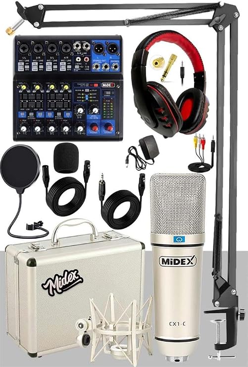 Midex Quadcast Set Cx1 Mikrofon Midex Mikser Stand Kulaklık Full