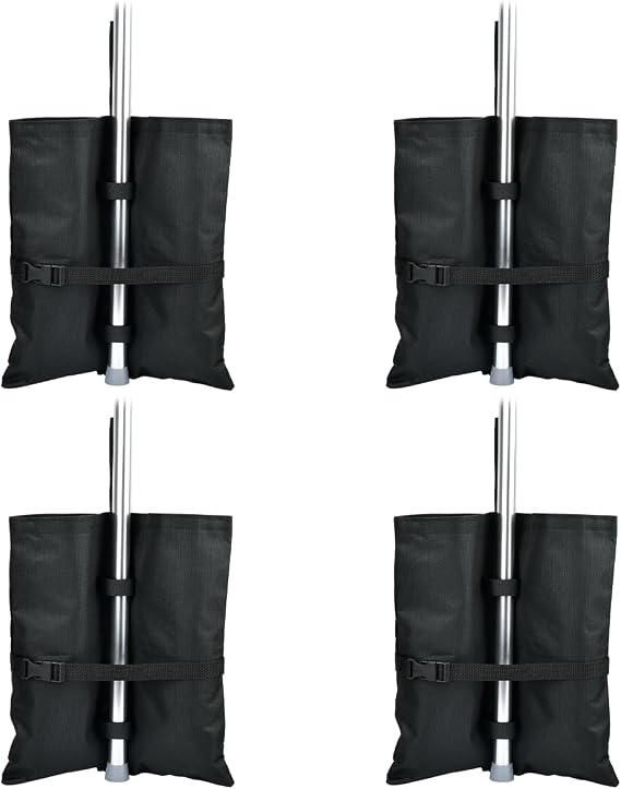 Gazebo Weights Sand Bags, Set of 4 Gazebos Sand Weights Bags, Gazebo Weights Bags, Gazebos Weights Set of 4 Heavy Duty, for Pop Up Tent Trampoline Outdoor Sun Shelter Umbrella - Black
