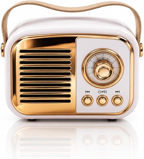 ARVALE Retro Tasarım Bluetooth Hoparlörlü Radyo – Taşınabilir Kablosuz Müzik Çalar, USB/AUX/TF Kart Destekli