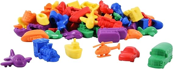 Sorting Counters Starter Packs - Early Learning & Motor Skills Maths Toy - SEN Montessori (Transport - 24 Pk)