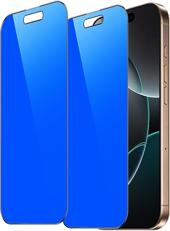 プライバシー強化ガラス iPhone 16 Pro Max 6.9インチ用 アンチブルー アンチスパイスクリーンプロテクター ミラーブルー