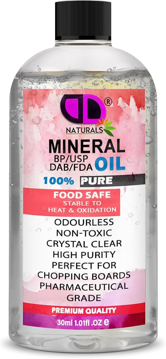 Food Grade Mineral Oil – Chopping Board Oil for Cutting Boards, Butcher Blocks & Countertops – Food Safe Wood Conditioner for Wood, Bamboo, Slate & Stone (30ml Cap)