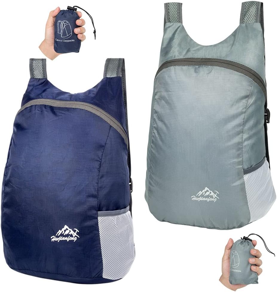 2 Ultra Lightweight Foldable Backpacks,Water Resistant Hiking Daypacks,Packable Rucksacks for Men Women Kids Travelling Outdoor Camping Climbing Cycling Walking