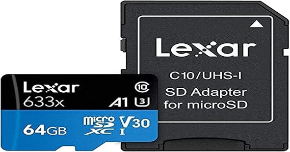 Lexar 64GB 633x MicroSDXC UHS-I U3 100/45 MB/sn Yüksek Performanslı MicroSD Hafıza Kartı
