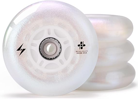 Light up Inline Skate Wheels & Roller Blade Wheels 76mm/80mm for Indoor & Outdoor use 90A Luminescence Roller Blade Wheels 4-Pack (PEARL, 90)