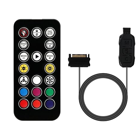 5V 3Pin ARGB Controller with Remote, RGB Fan Controller Hub Powered by SATA