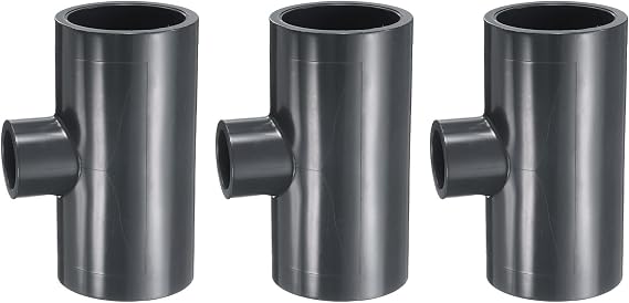 sourcing map 3pcs Tee PVC Fitting 1-1/2 x 1" 3 Way Connector Furniture Build Grade Pipe Coupling Elbow Fittings for Sewer Plumbing Drain Pipe Water Supplies Build Garden
