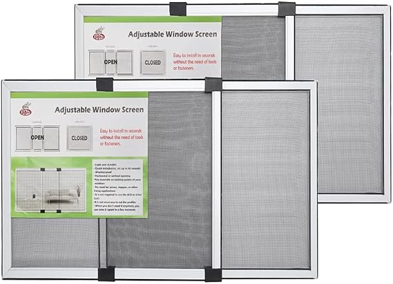 FLYZZZ Adjustable Fly Window Screen for Windows (50cm H x 70cm-132cm W, White) 2 Packs Anti Mosquito Keep Bugs Out Flys Screen for Rolling Doors and Windows