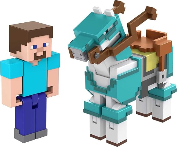 Mattel Minecraft Minecraft 3.25-inch Action Figure 2-Packs with 2 Figures and 2 Accessories, Collectible Toy Gifts, HDV39,Black