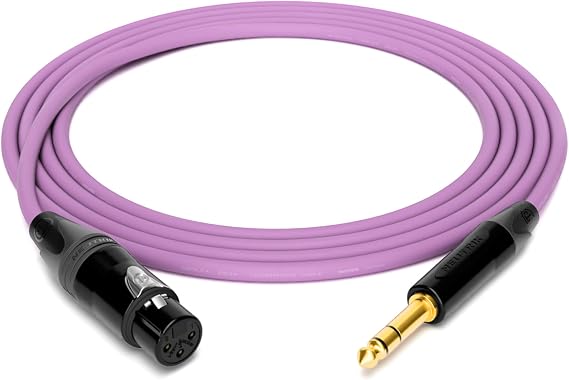 enoaudio Mogami 2534 Quad Professional Studio Cable Balanced Neutrik Gold XLR Female - 6.3 mm TRS Jack HiFi, Purple, 0.5 m