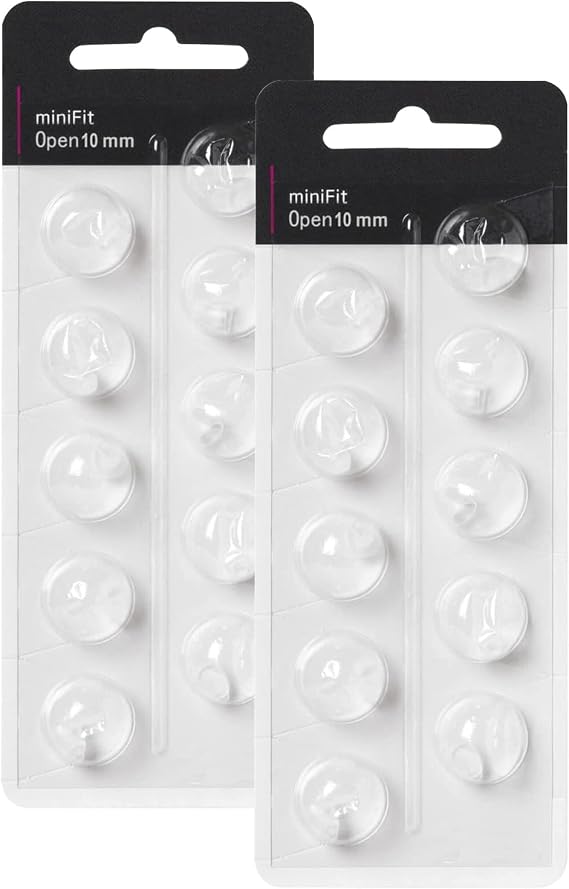 Oticon交換用補聴器ドーム、Oticon Miniifitオープンベントバスドーム10mm/2パック、Oticon補聴器用品用ユニバーサルドーム。