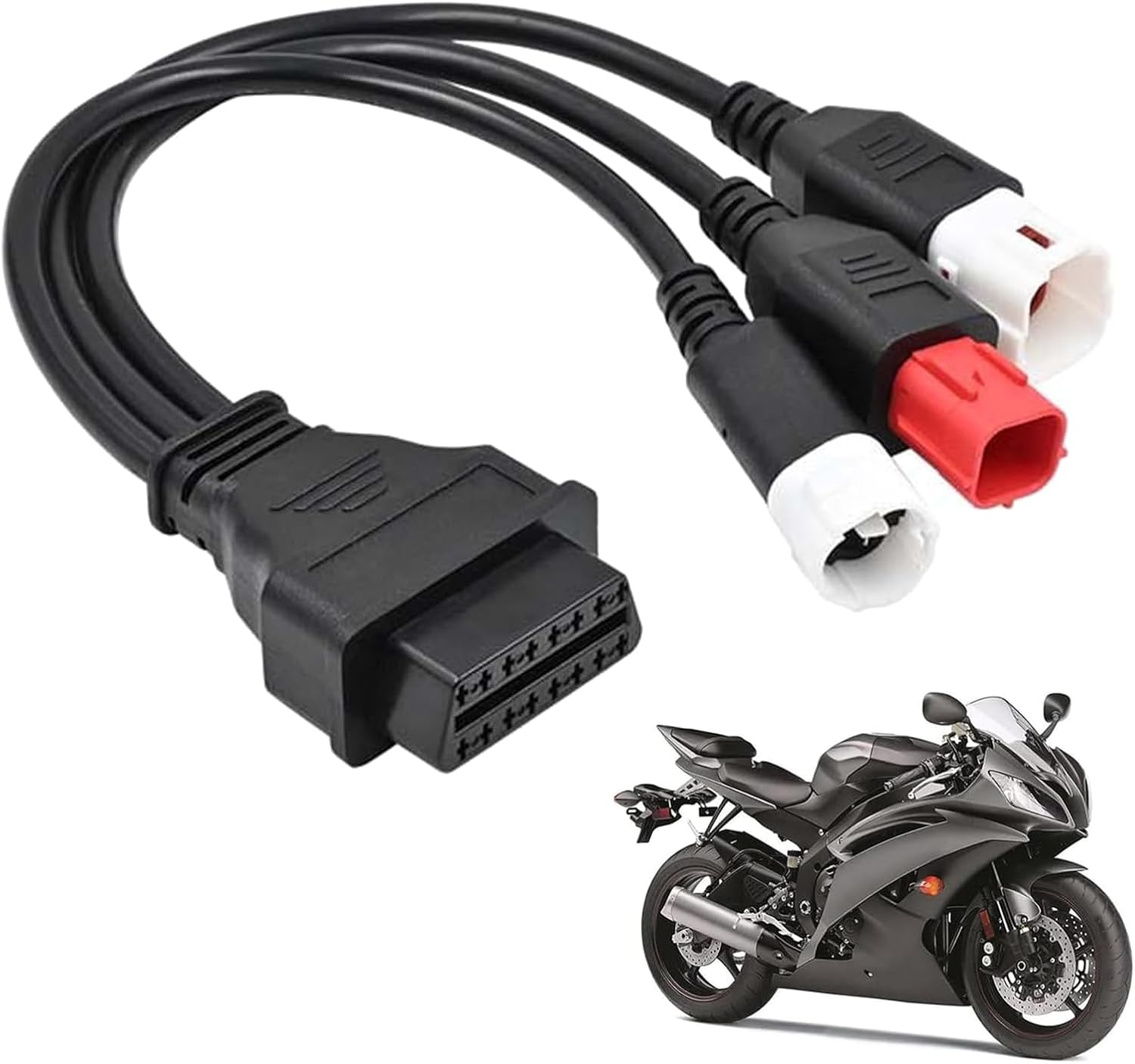 3-in-1 Motorcycle OBD2 Diagnostic Cable Adapter Fits for Yamaha Honda Kawasaki, 346 Pin OBD II Fault Code Reader Engine Tool